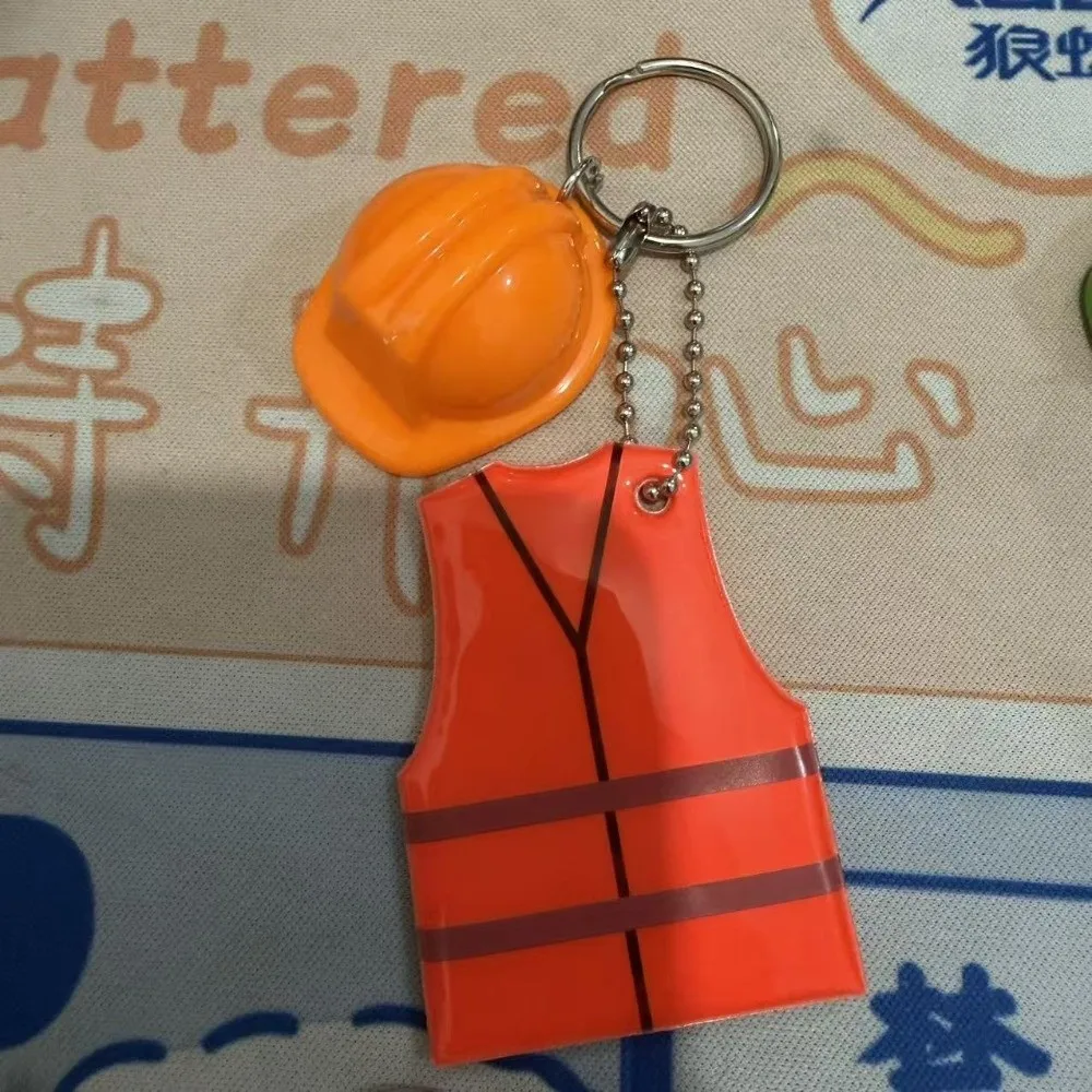Reflective Design Reflective Keychain Creative Vest Shape Safety Helmet Shape Vest Shaped Keychain Night Travel Decor