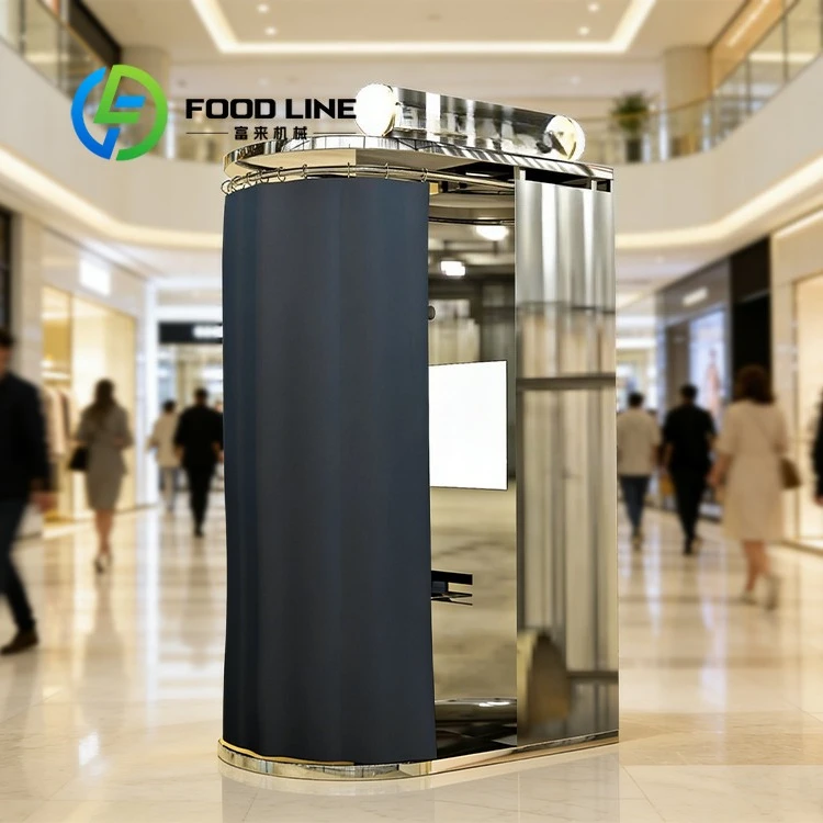 Stainless Steel Photo Booth Customizable Mirrored Exterior Instant Printer for Commercial Self Service Sales