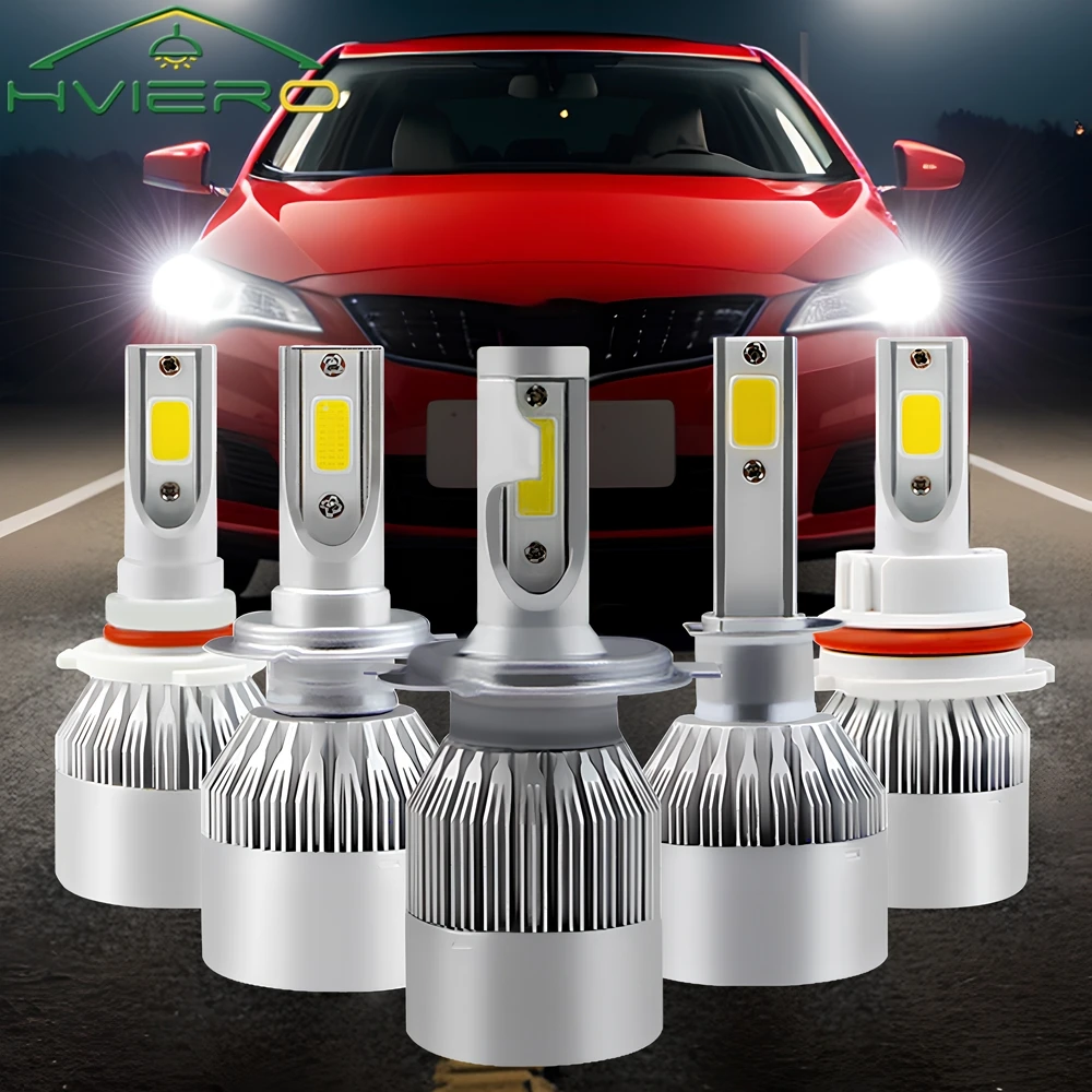 2pcs C6 72W H4 H1 H7 COB LED H11 HB4 9006 Car Headlight Bulbs Car Fog Light 12V 7200LM Auto Headlamps Signal Lamps Driving