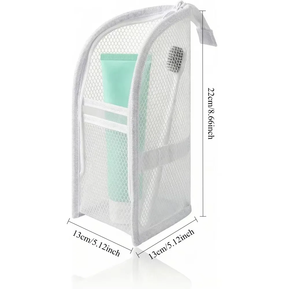 Standing Mesh Toiletry Bag Breathable Quick Dry Toothbrush Case Anti Mold Cosmetic Organizer For Travel College Dorm Gym Shower
