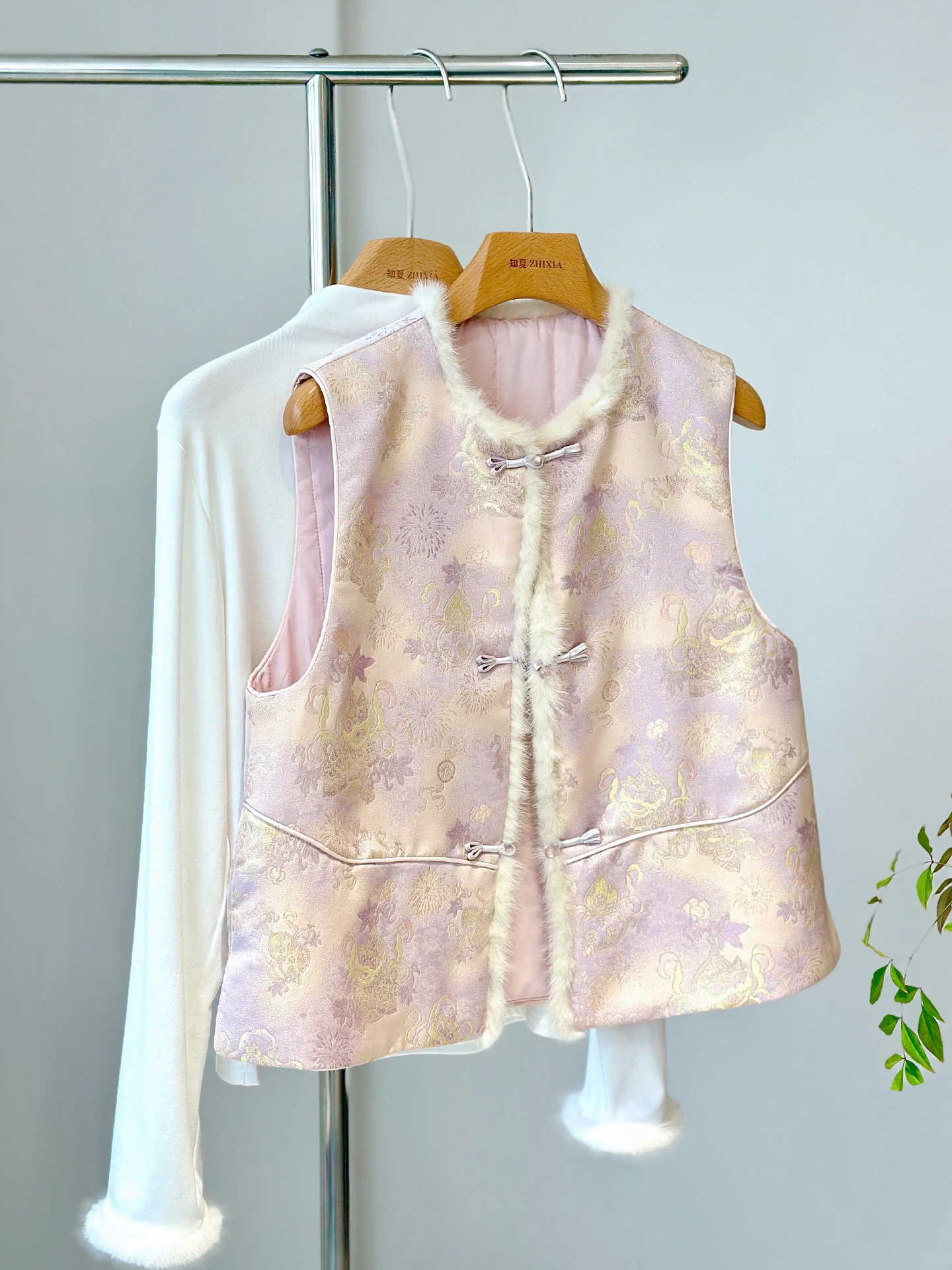 Chinese Style Song Dynasty Brocade Jacquard Vest Quilted Fall and Winter Outer Wear National All-Matching