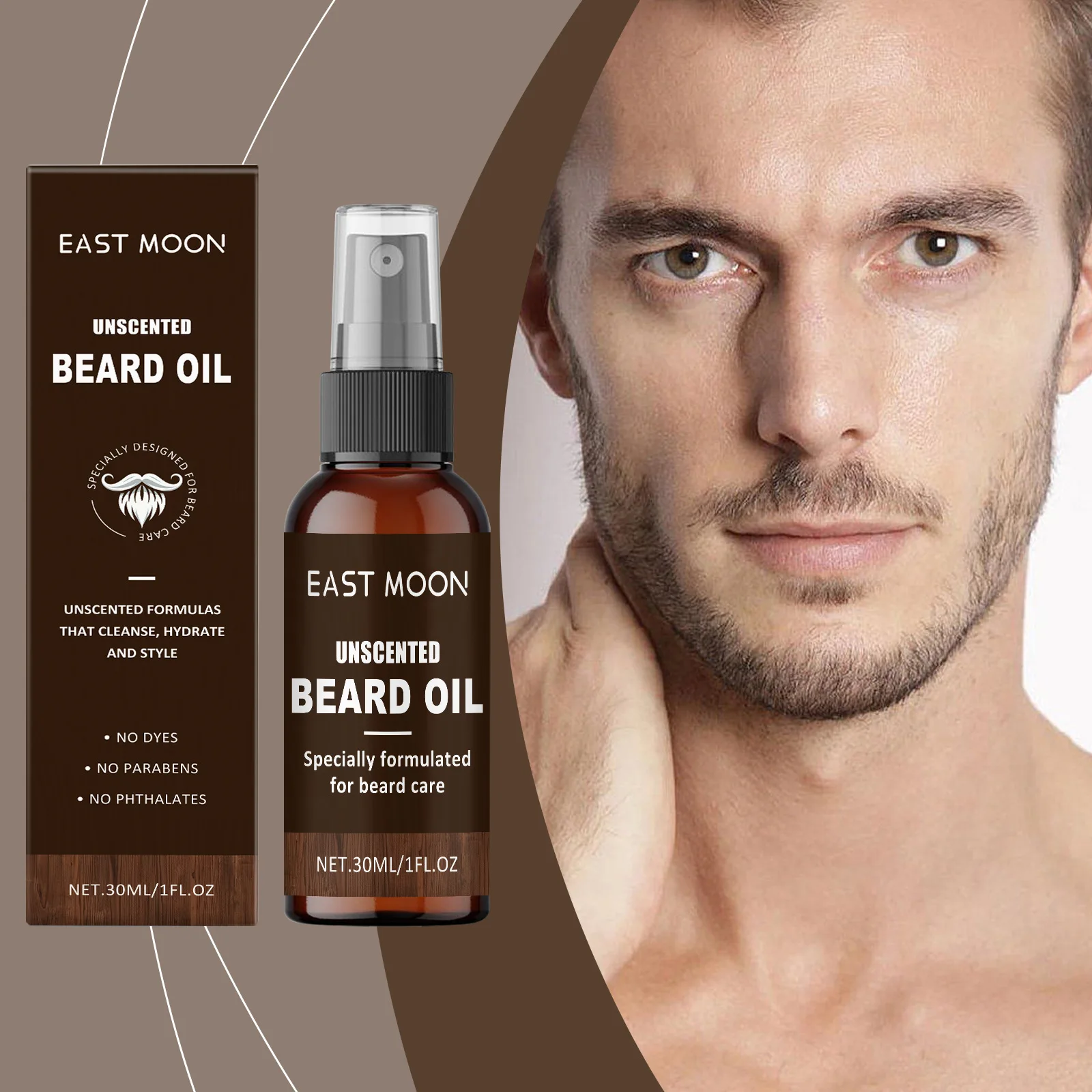 EAST MOON Men's Beard Treatment Liquid Nourishing Brightening and Fine Pores Hydrating and Moisturizing Men's Beard Oil