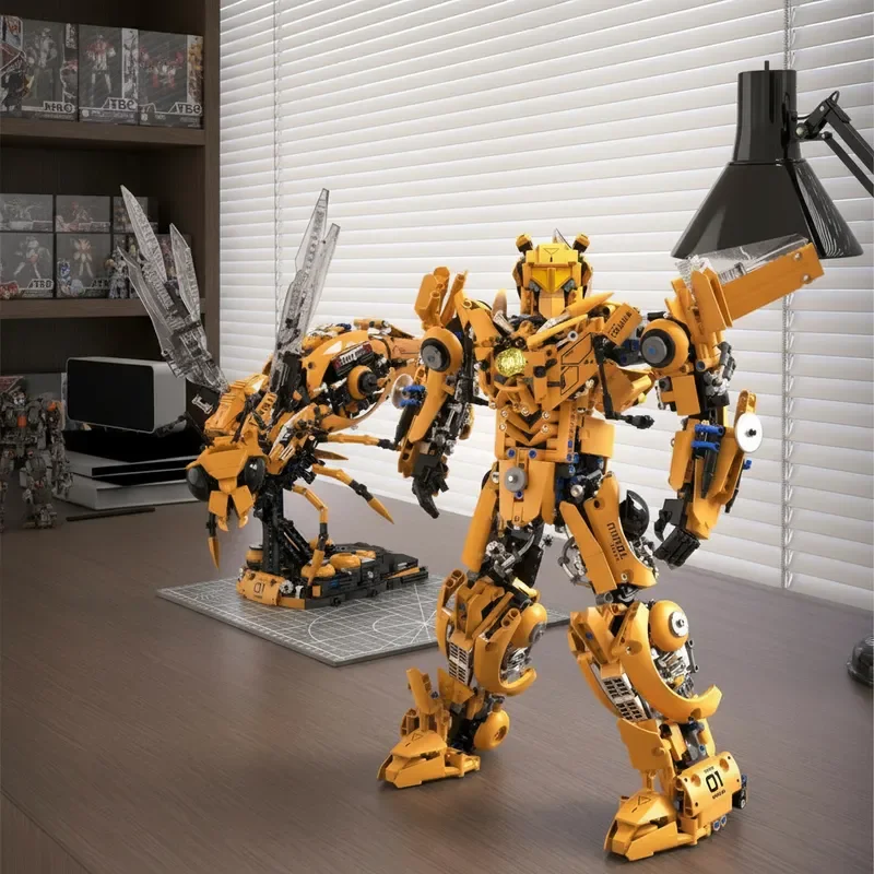 

2025 шт., строительные блоки робота «Оса», 2 в 1, механический набор-трансформер, креативный 3D орнамент, Рождественский подарок для взрослых и детей