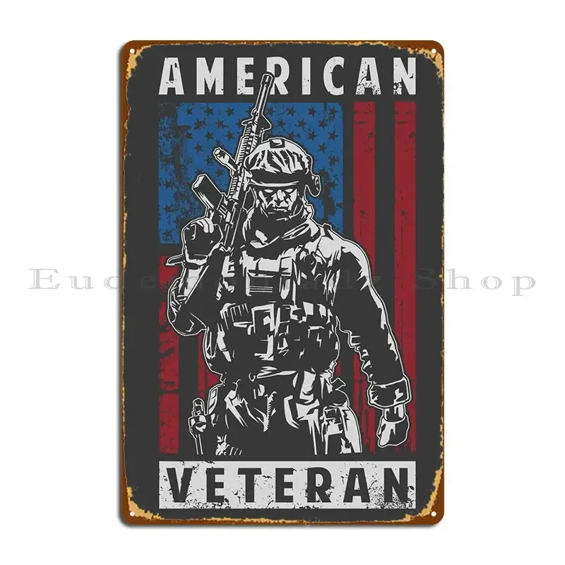American Veteran Soldier Metal Sign Printing Designer Decoration Personalized Mural Tin Sign Poster