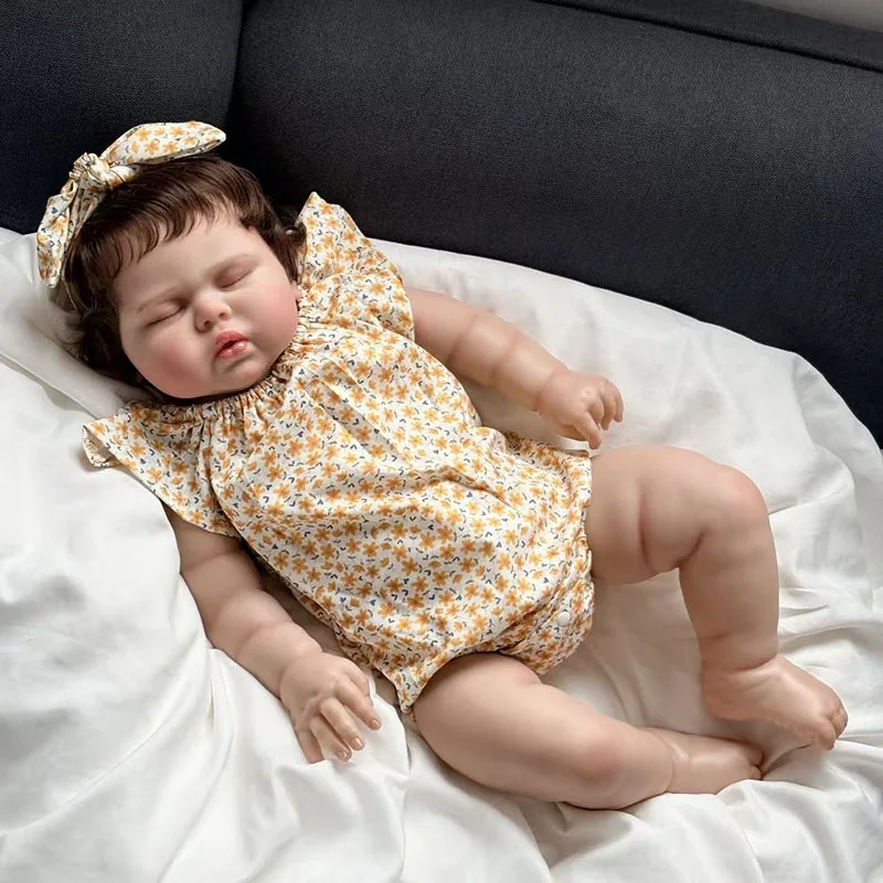 24''Reborn Pickle Realistic 3D Painted Lifelike Newborn Toddler Girl Lifelike Baby Dolls with Rooted Hair