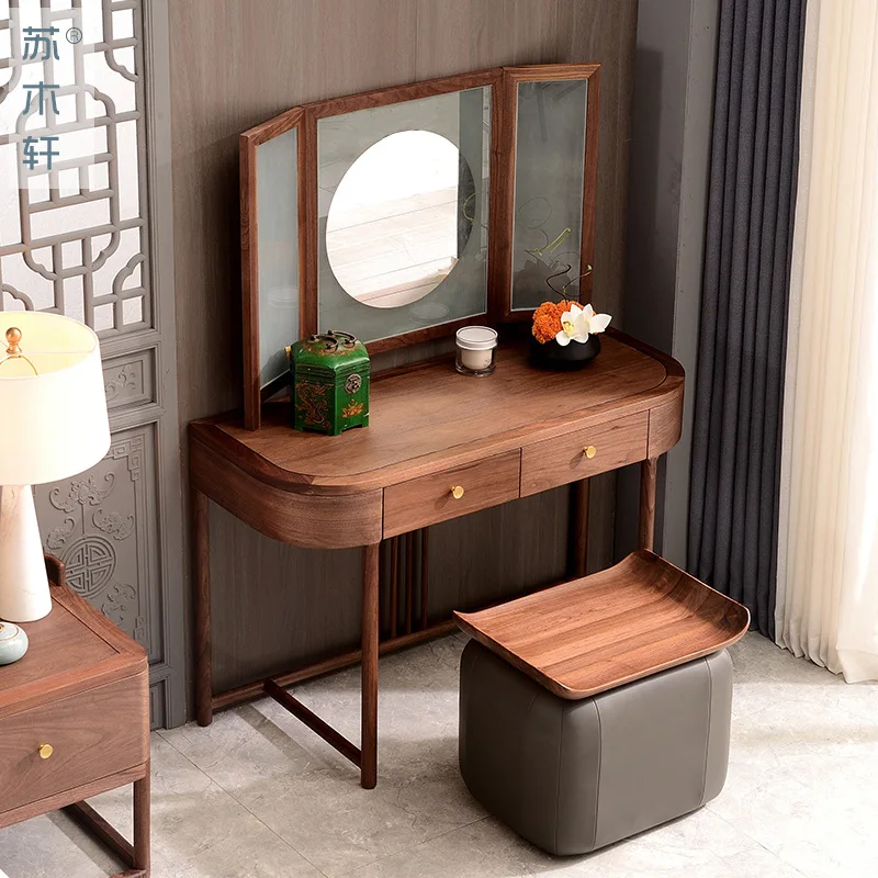 Cross-border special supply of new Chinese North American black walnut retro dresser integrated bedroom furniture master