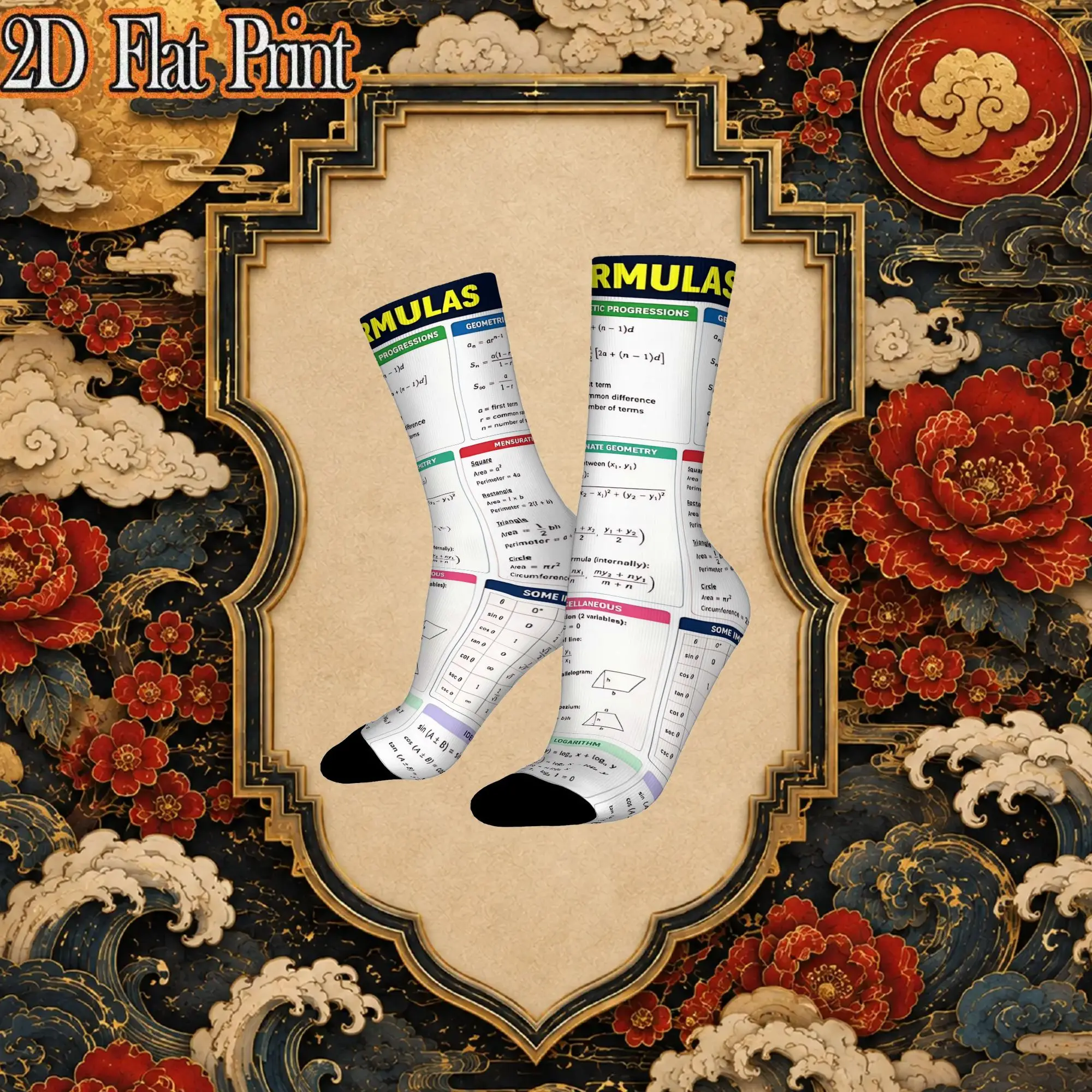 math formulae Outdoor Men's  Mid Tube Socks Unisex Breathable Crew Sock Cycling socks