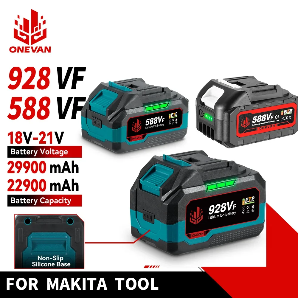 ONEVAN 22900mAh 29900mAh Rechargeable Battery Lithium Ion Battery 588VF 928VF Electric Wrench Power Tool For Makita 18VBattery