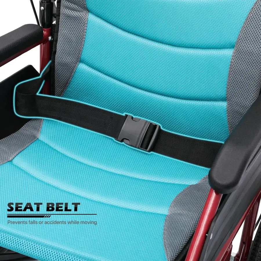 

Инвалидная коляска с съемным сиденьем и ручными тормозами LoopLock, для взрослых, сиденье 17,5 дюймов, удобная и легкая