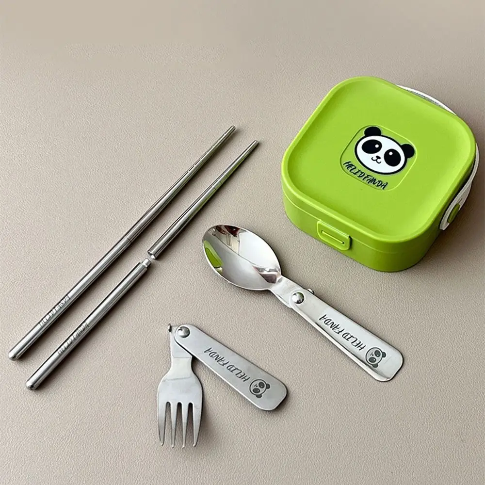 

3/4Pcs Reusable Foldable Dinnerware Set Detachable Chopstick Foldable Spoon Fork Mini Folding Cutlery Set with Cutlery Box