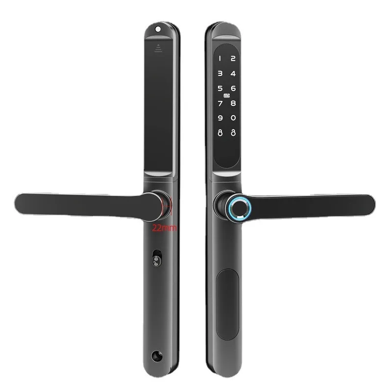 Fingerprint Lock Narrow Frame Glass Door Aluminum Alloy Push-pull Translation Double-layer Door Low Handle Smart Lock