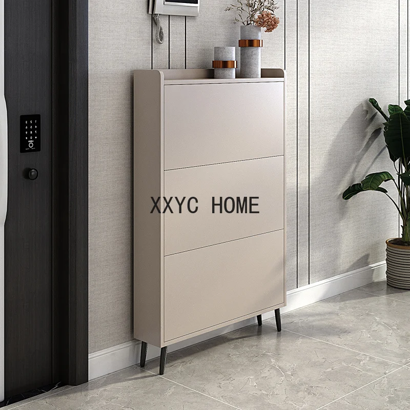 Light Luxury Ultra-Thin Shoe Cabinet Home Doorway Tilting Type Home Entrance Cabinet Extremely Narrow