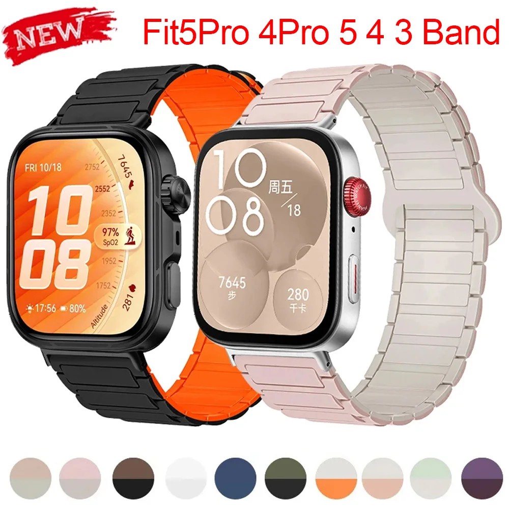 Magnetisches Silikonarmband für Huawei Watch Fit 5Pro 4Pro Smartwatch-Band Armband für Huawei Watch Fit3/4/5 Armband Sport Correa