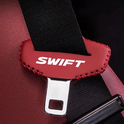 Car Seat Belt Buckle Clip Protector leather Interior Button Case Anti-Scratch Cover For Suzuki Swift Car Accessories