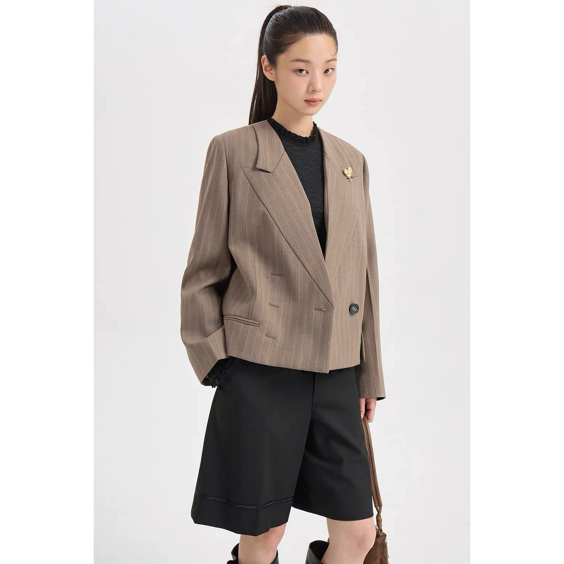 Lemon Cheese High Quality Short Woolen Suit Jacket Autumn Plaid Patterned Casual Style Women's Fashion Spring Autumn Outerwear