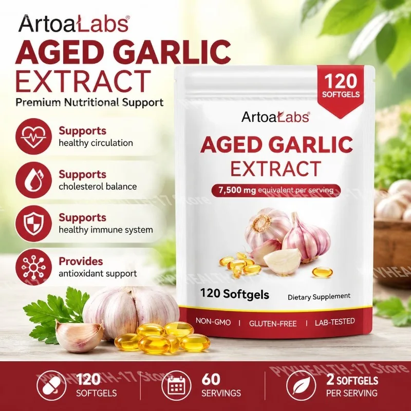 Aged Garlic Extract Capsules Supports Healthy Circulation & Cardiovascular Function Antioxidant Garlic Supplement 120 Softgels