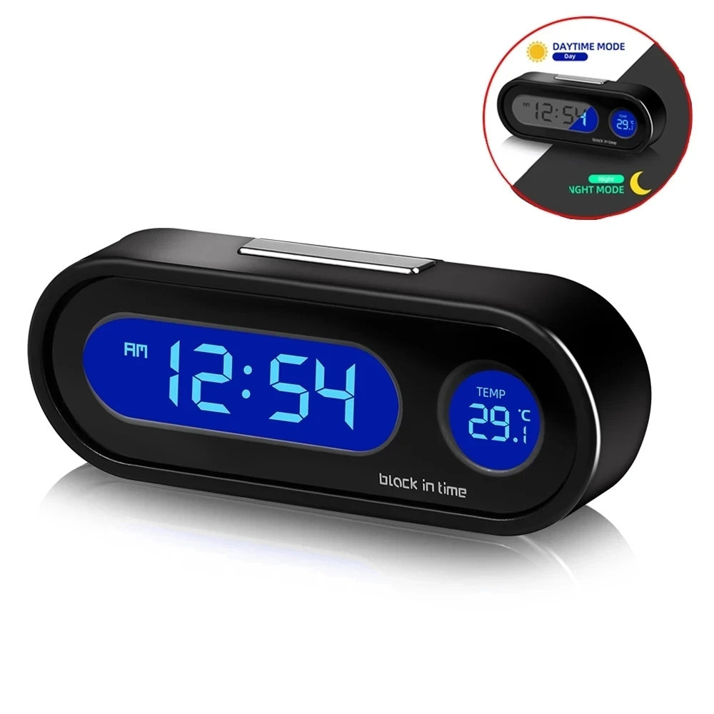 Car Clock Digital Thermometer Time Watch 2 In 1 Auto Clocks Luminous LCD Backlight Digital Display Car Styling Accessories