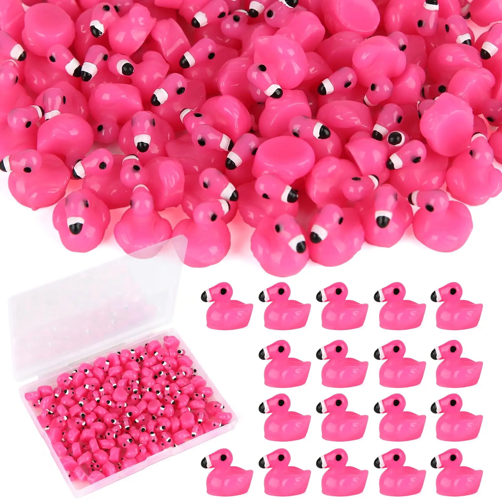 

100pcs Mini Flamingo Resin Duck,Pink Flamingo Figurine Toy Bulk for Garden Lawn Flamingo Decor DIY Craft Dollhouse Party Gifts