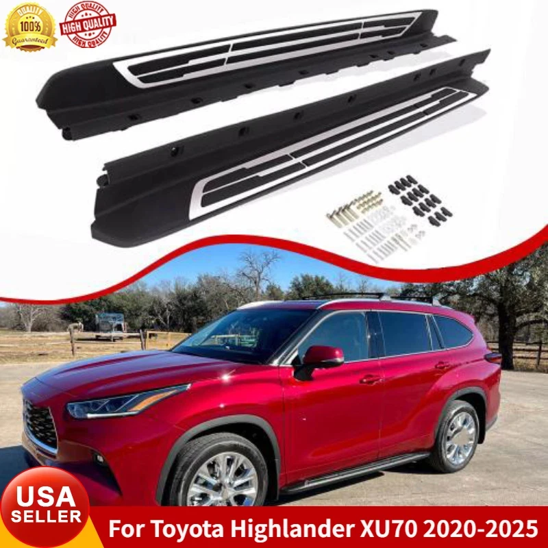 

Автомобильные подножки, боковая планка, боковая ступенька для Toyota Highlander XU70 2020 ~ 2025, алюминиевые боковые ступеньки, Nerf Bar, нагрузка 400 фунтов