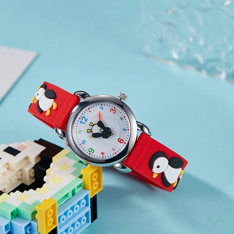 1 قطعة البطريق الصغير أنيمي الكرتون ساعة كوارتز ساعة زوجين ساعة وقت التعلم مشاهدة البطريق الدورية #6
