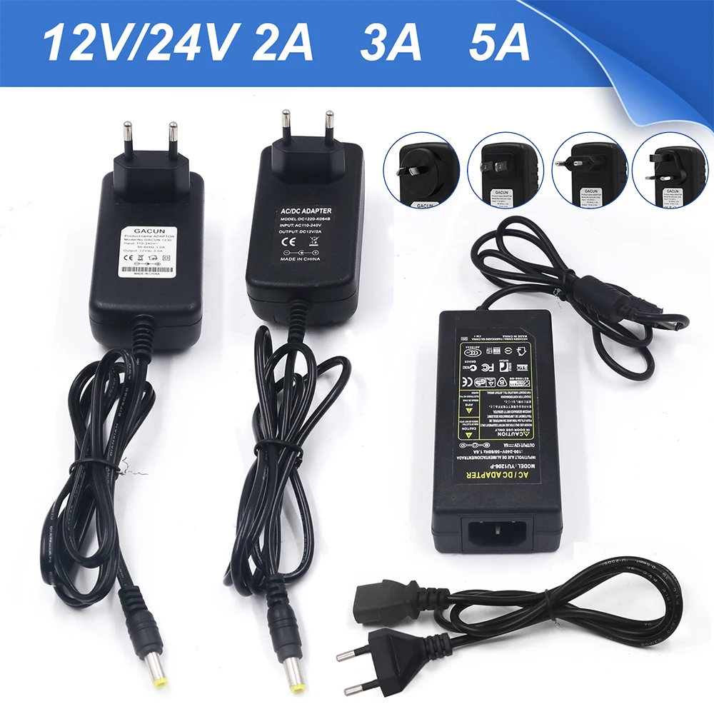 

DC5V 12V 24V LED Driver Lighting Transformer Power Supply Adapter UK AU US EU Plug Converter 1A 2A 3A 4A 5A 6A 10A for LED Strip