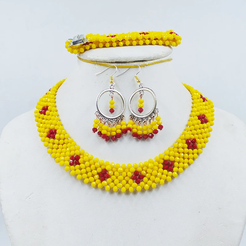 

Latest design. 4MM crystal necklace/bracelet/earring set, African women's wedding jewelry 18”