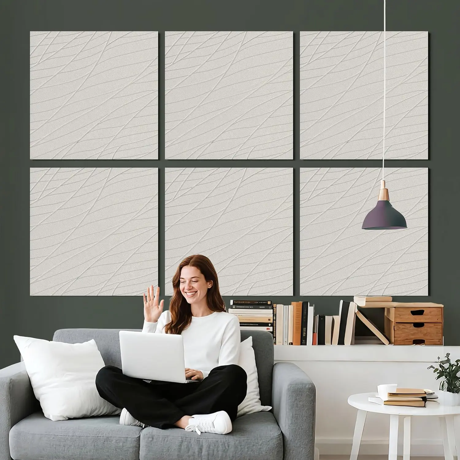 

6 PCS Acoustic Panels, 23.6x23.6 Inch Sound Absorbing Wall Panels for Recording Studio and Home Office with Adhesive Tape