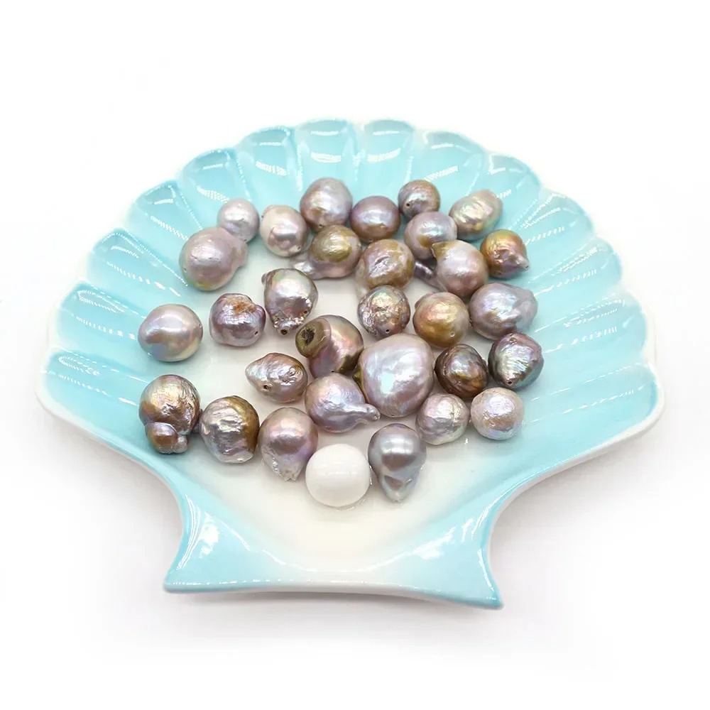 

Purple Edison Natural Freshwater Pearls Loose Beads with Holes Irregular Shapes Made for Women's Fashion Necklaces Accessories