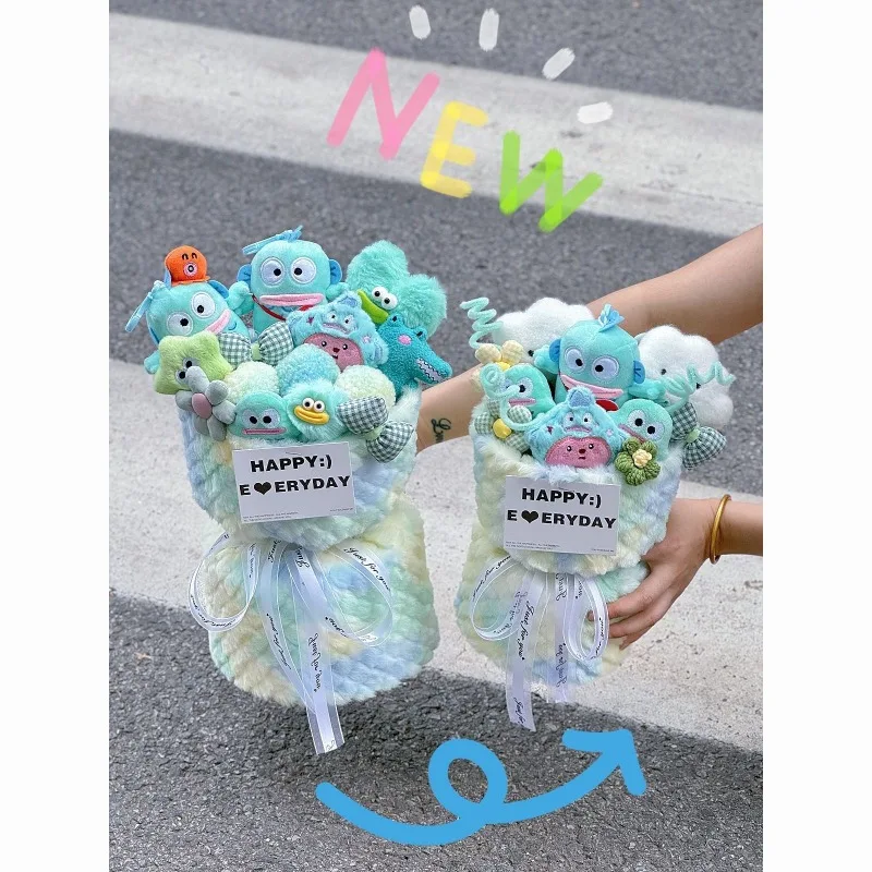 Kawaii Hangyodon Sanrio น่ารักตุ๊กตาช่อดอกไม้ตลกตุ๊กตาดอกไม้ดอกไม้วันวาเลนไทน์ของขวัญวันเกิดคริสต์มาสการสําเร็จการศึกษาสําหรับเด็ก