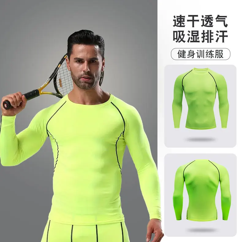 Men‘s Performance Base Layer Fitted Long Sleeve Shirt, Quick-Dry Breathable for Outdoor Running, Cycling, Gym Training