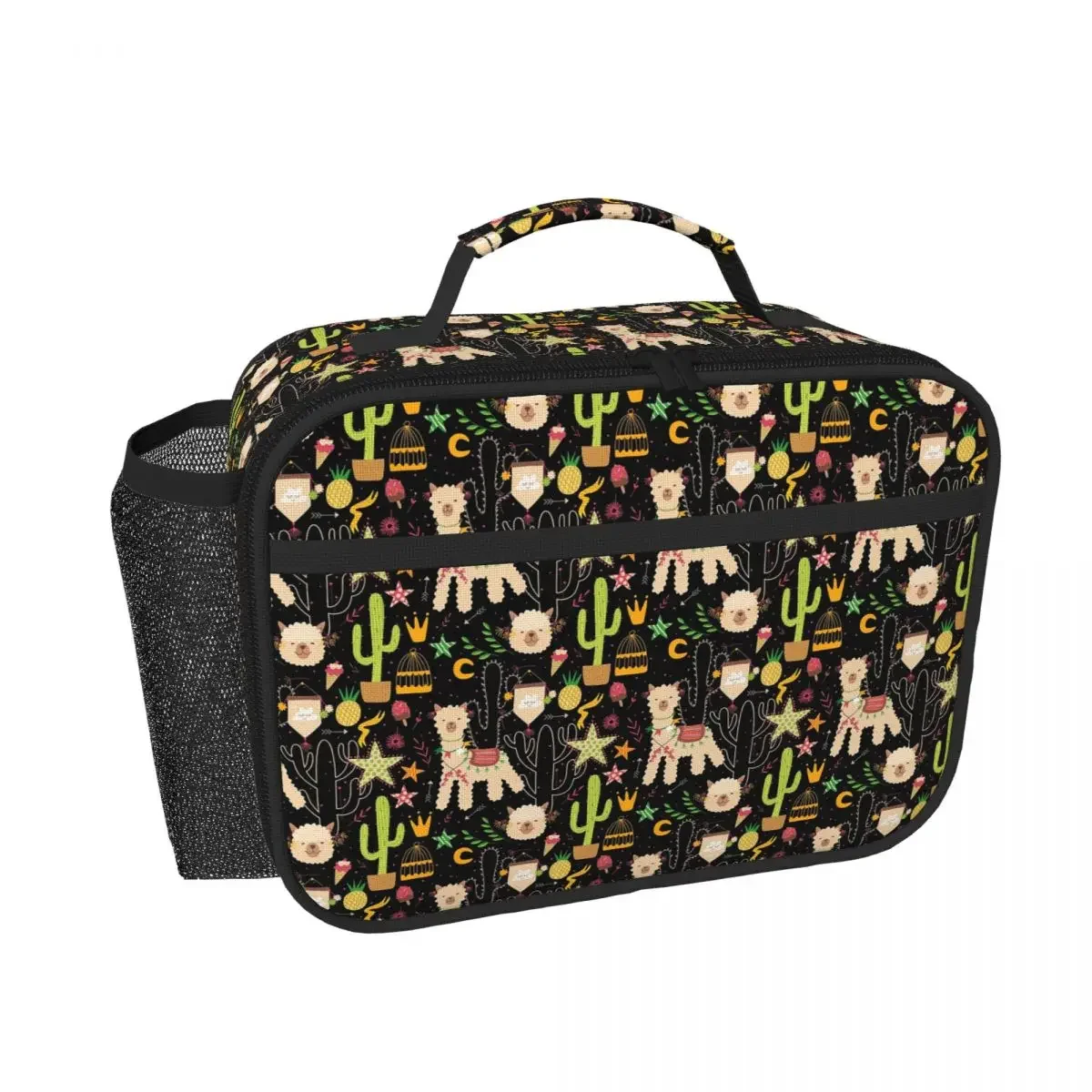 Cute Cactus Alpaca Pattern Insulated Lunch Bag for Women Kids Portable Food Boxes Thermal Lunch Box Tote
