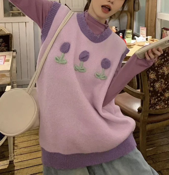 سترة نسائية كبيرة الحجم لخريف 2025 كورية فضفاضة ومتعددة الاستخدامات لتخفيض العمر سترة لطيفة على الموضة برقبة مستديرة ملابس علوية للترفيه الجامعي #3