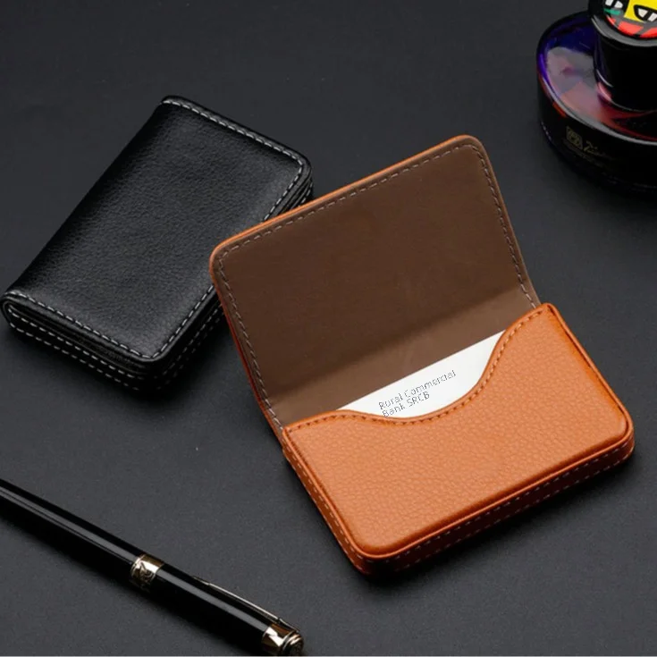 Bulk Wholesale Pu Business Card Holder Customizable Logo Leather-like Material Company Gifts Personalized Name Card Box