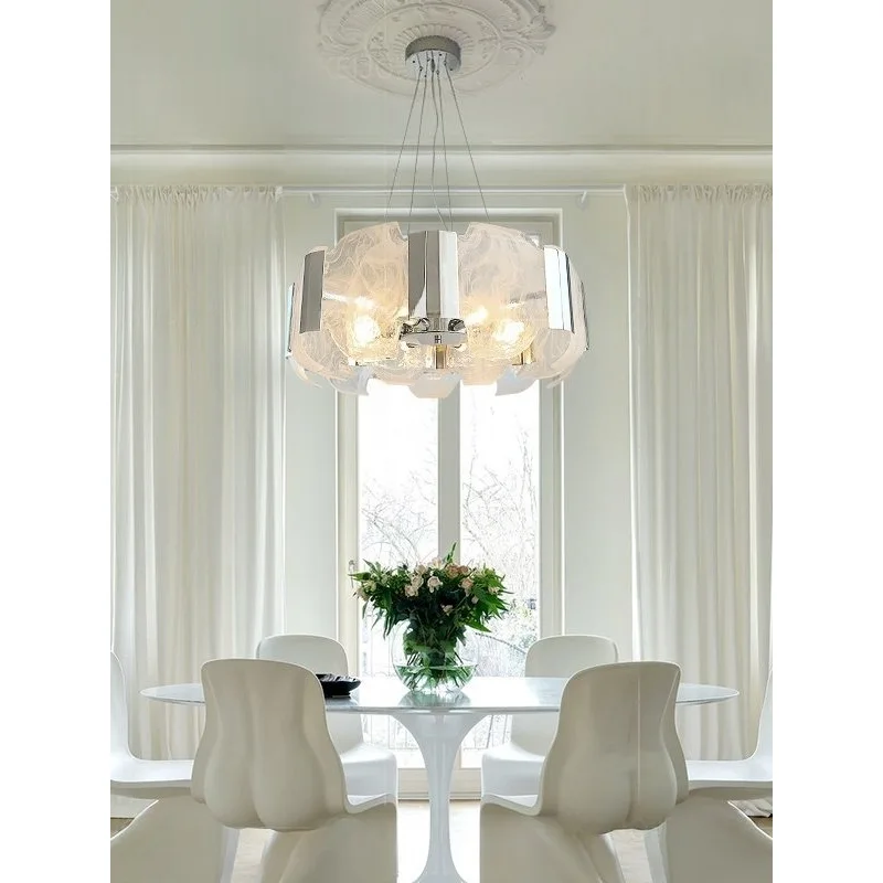 French Cloud Glass Led Pendant Light For Home Decoration Living Room Bedroom Bar Counter Dining Room Staircase Lighting Fixtures