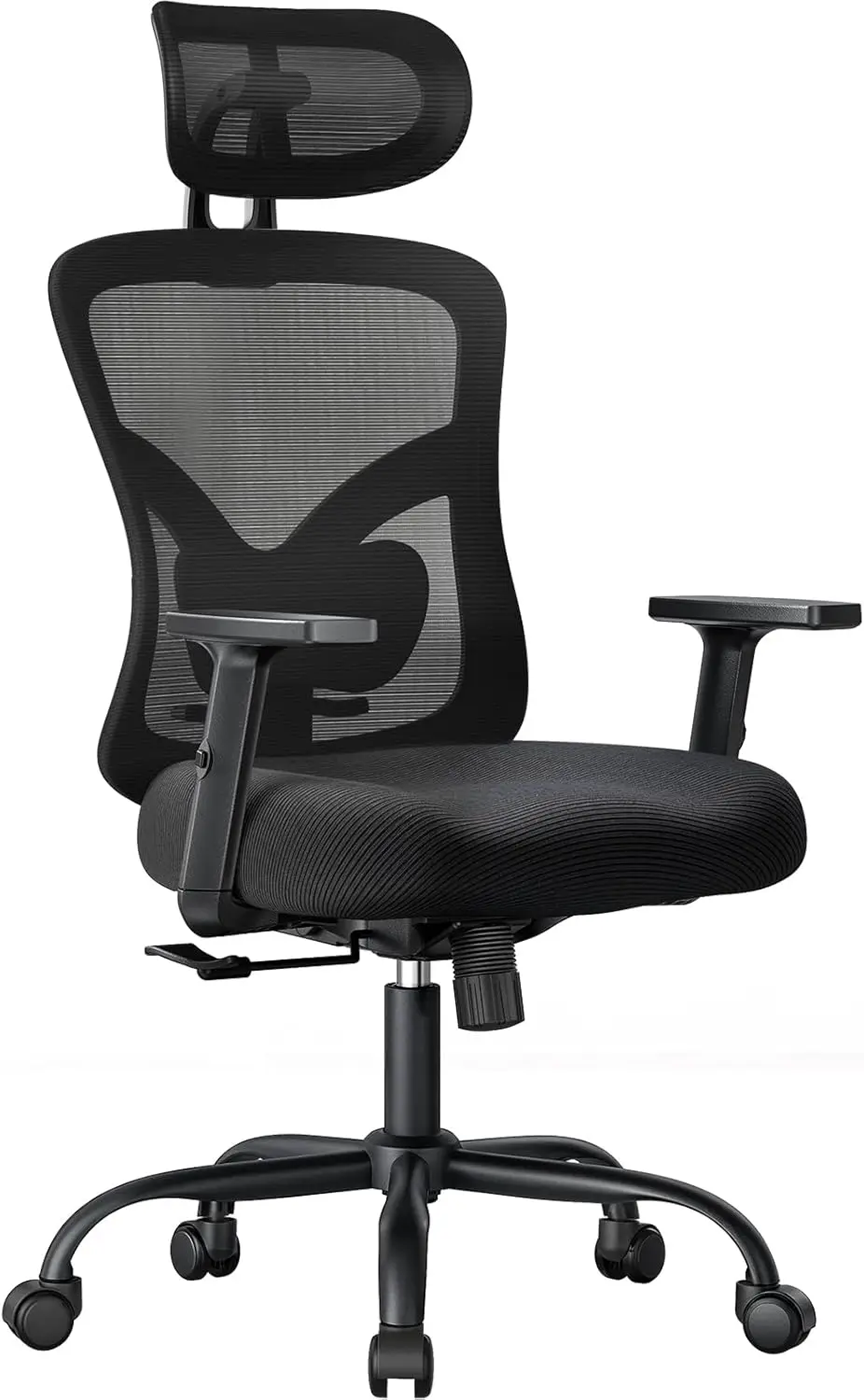 

Ergonomic Office Chair with Padded Lumbar Support, 2D Headrest, Adjustable Armrests, 130° Rocking Tilt