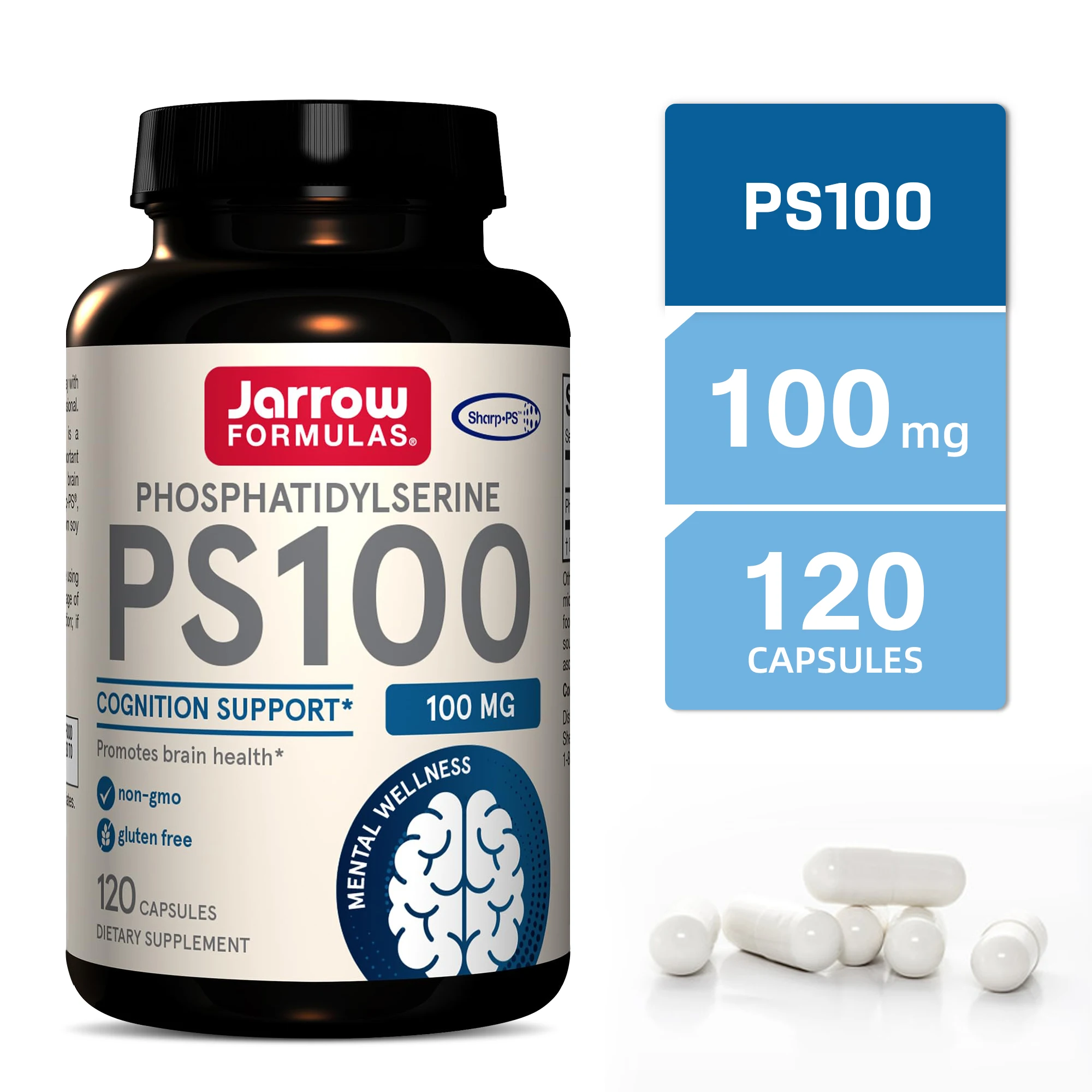 

PS100 Phosphatidylserine - Brain and Nervous System Health, Maintains Healthy Cell Function, Gluten-free, Non-GMO