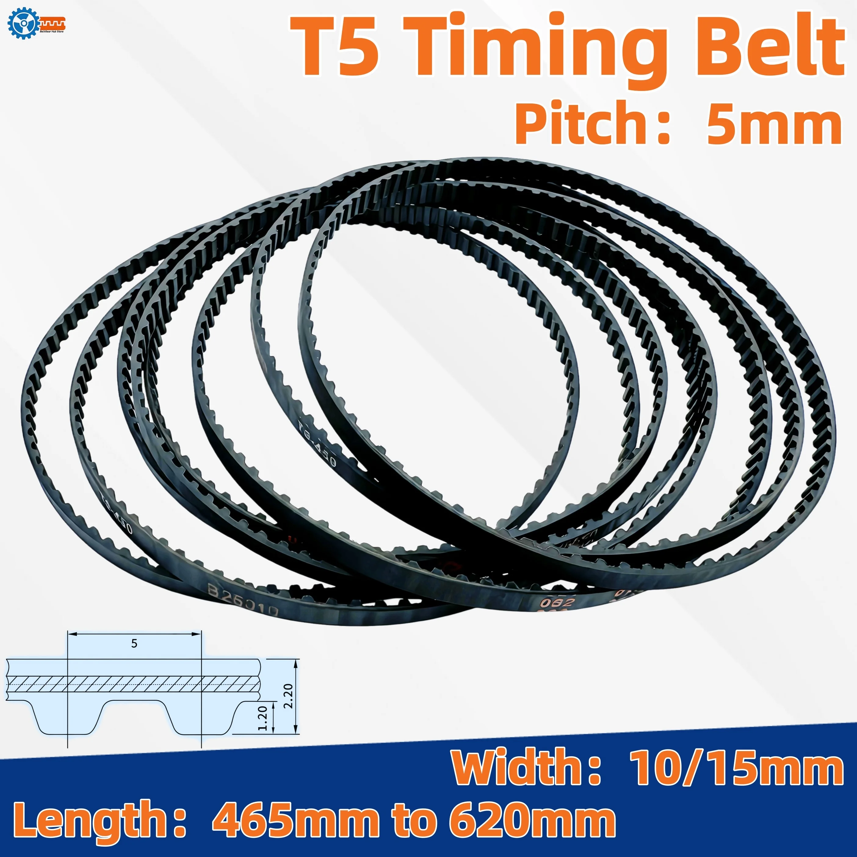 T5 Timing Belt 10/15mm Width Length 465 470 475 480 485 490 495 500 505 510 515 520 525 530 535 540 545 560 565 570~620mm