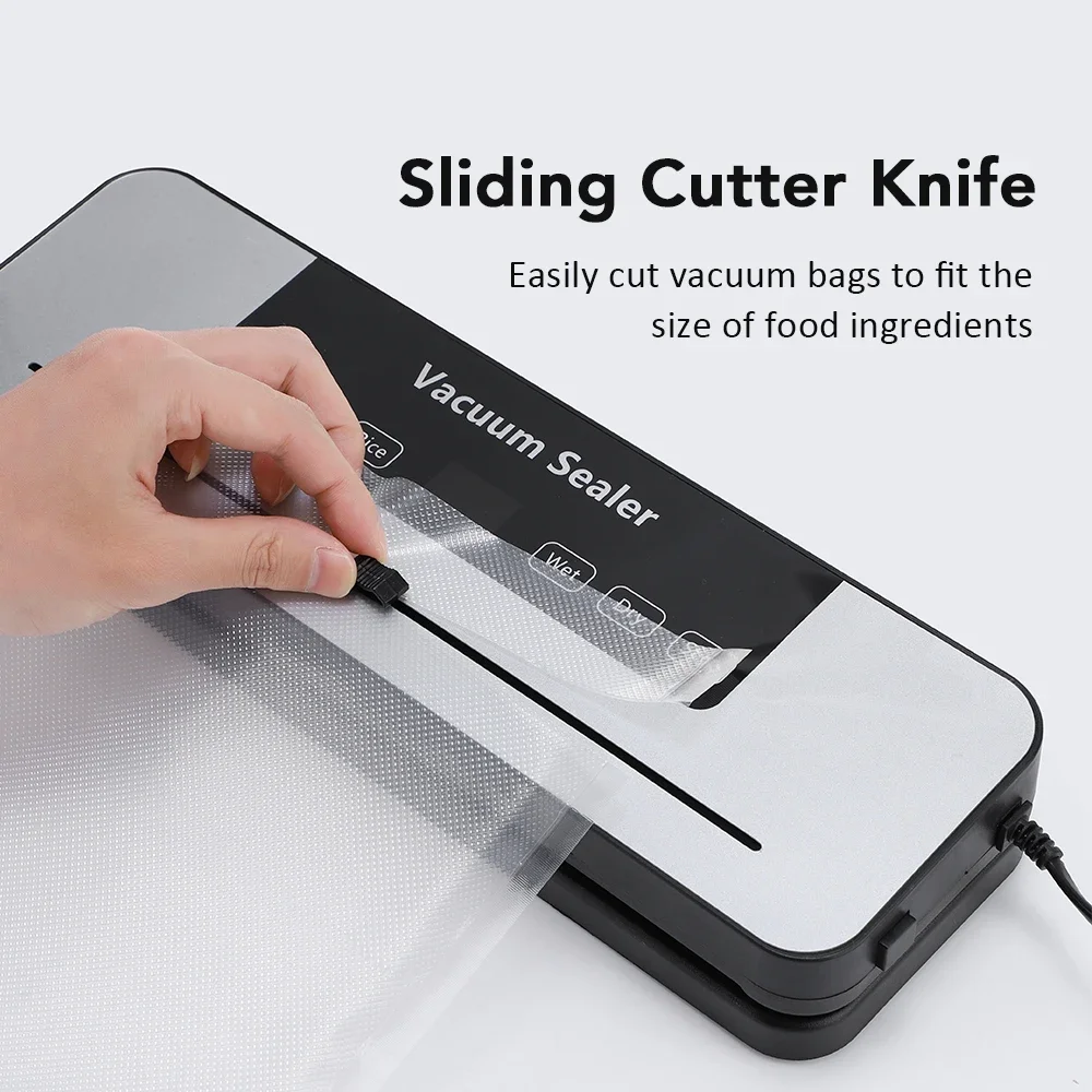 Maszyna do pakowania próżniowego 2 w 1 do suchych i mokrych produktów, urządzenie do pakowania żywności w kuchni, z wbudowanym nożem, pakowarka próżniowa.