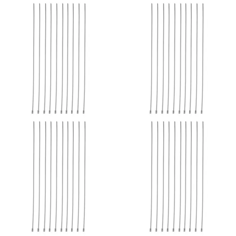 40Pcs 17.7 Inch Stainless Steel Locking Cable Ties For Exhaust Pipe Header Wrap Tape Silver-AT64
