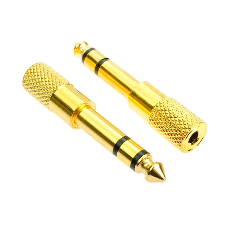 Gold 6.5mm Male Plug To 3.5mm Female Jack Stereo Headphone Audio Adapter Home Connectors Adapter Microphone 6.5mm