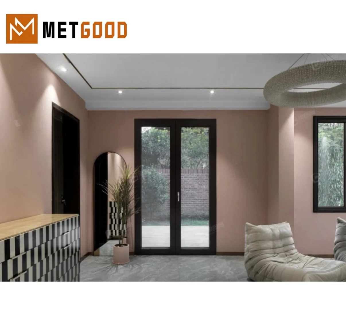 Modern Broken Bridge Aluminum Alloy Swing Insulated Glass Entry Door & Windows for Office Building