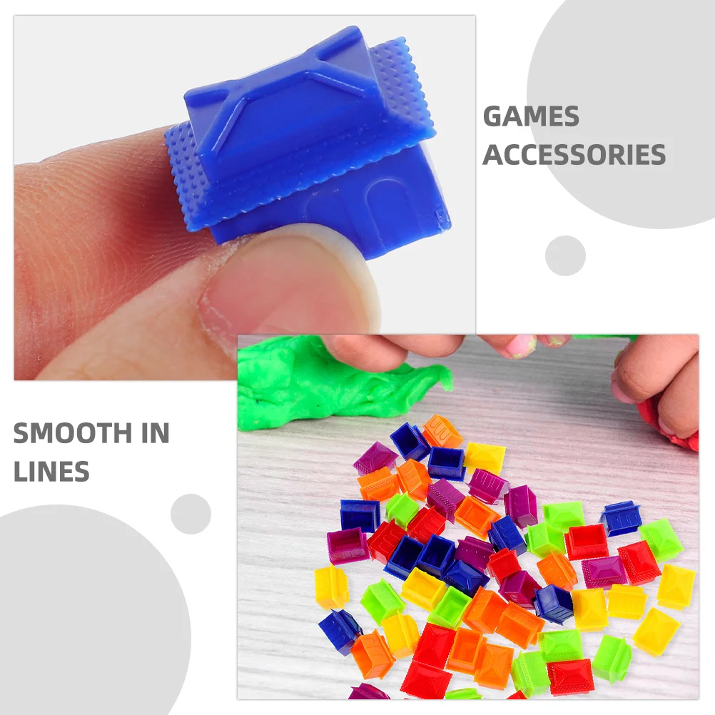 120Pcs Chess Game Accessories Board Game Replacement House Pieces Plastic Tokens for Family Games Fun