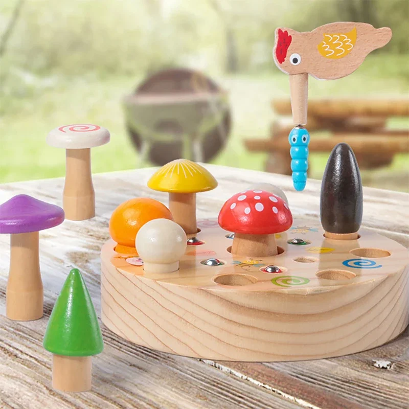 新しい子供の木のおもちゃ 3D パズル幼児教育キャッチワームゲーム形状認知磁気釣りおもちゃギフト子供