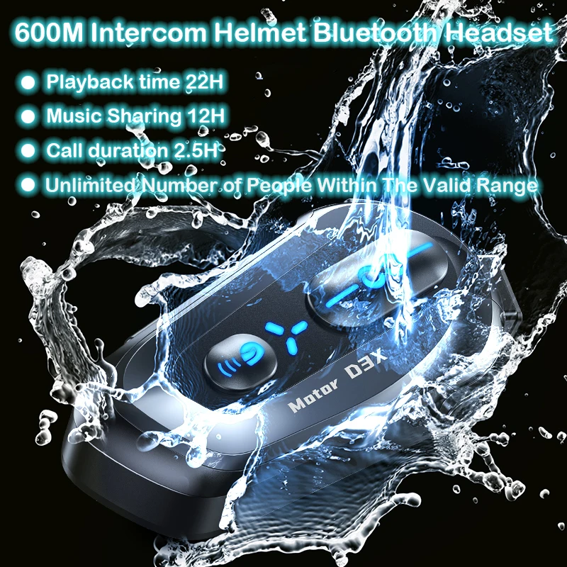 

Шлем Bluetooth-домофон 600 м, неограниченное количество внутренней связи, батарея 22H, 5,4, Bluetooth Hd, шумоподавление, совместное использование музыки