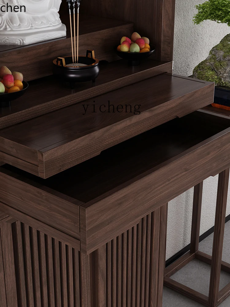 ZML North American black walnut simple shrine new Chinese vertical cabinet shrine solid wood table