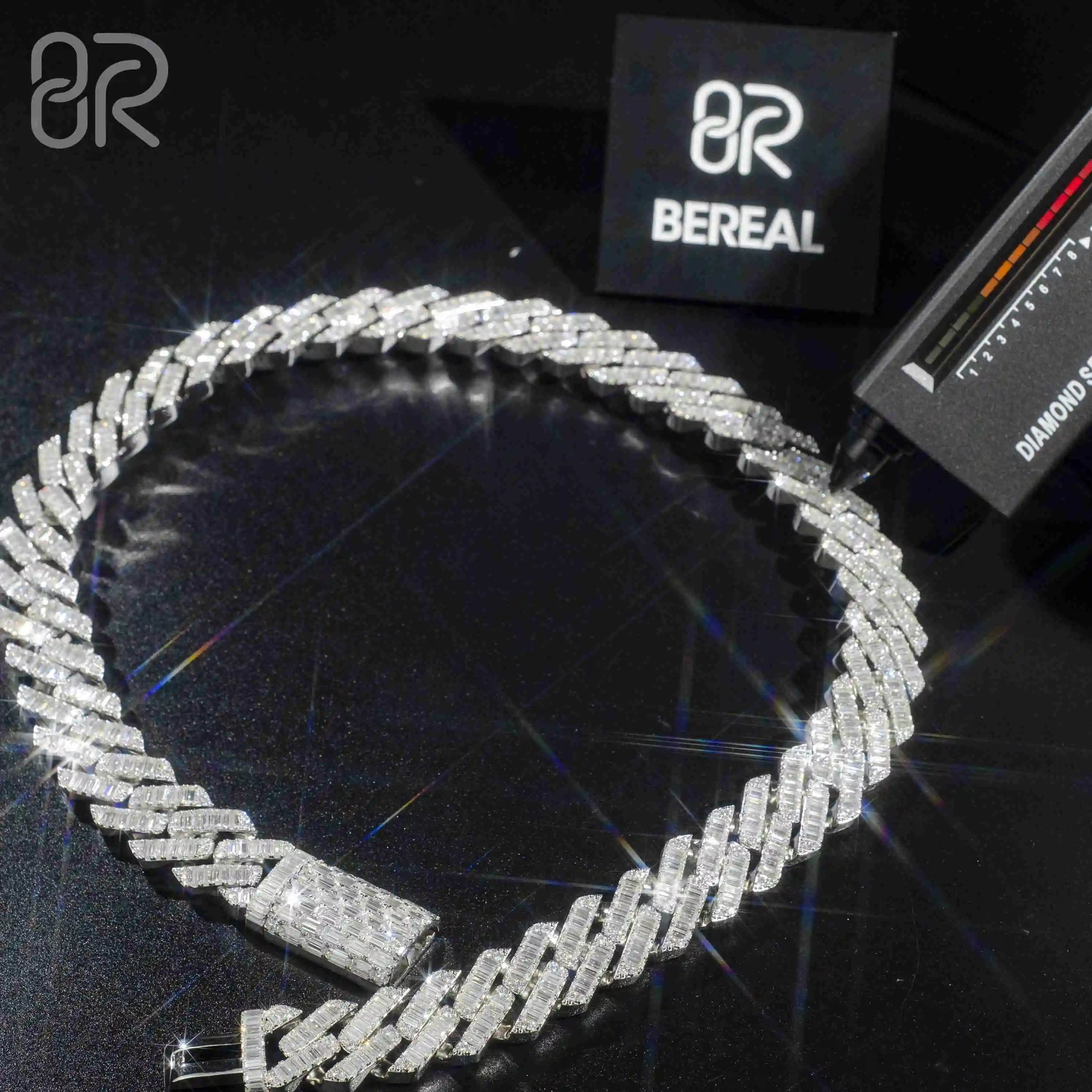 Shipping Fast 18MM 18'' VVS Moissanite Cuban Link Necklace 925 Sterling Silver Moissanite Chain Cuban Link Chain.