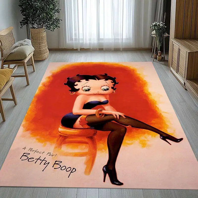 3D B-Betty Girl B-Boop Cartoon Area Rug,Soft Non-Slip Carpet Mat for Living Room Bedroom Kids Playroom,Sofa Floor Rug,Home Decor