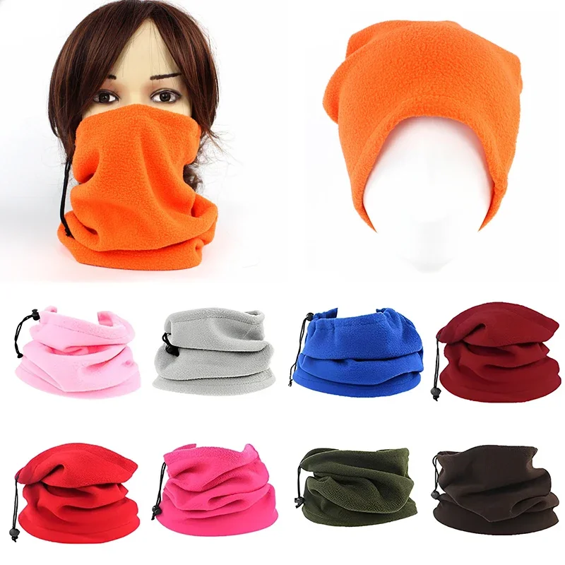 

3-in-1 Multi-functional Drawstring Fleece Neck Cover Hood Outdoor Sports Fleece Bib Winter Unisex Cycling Mask Windproof