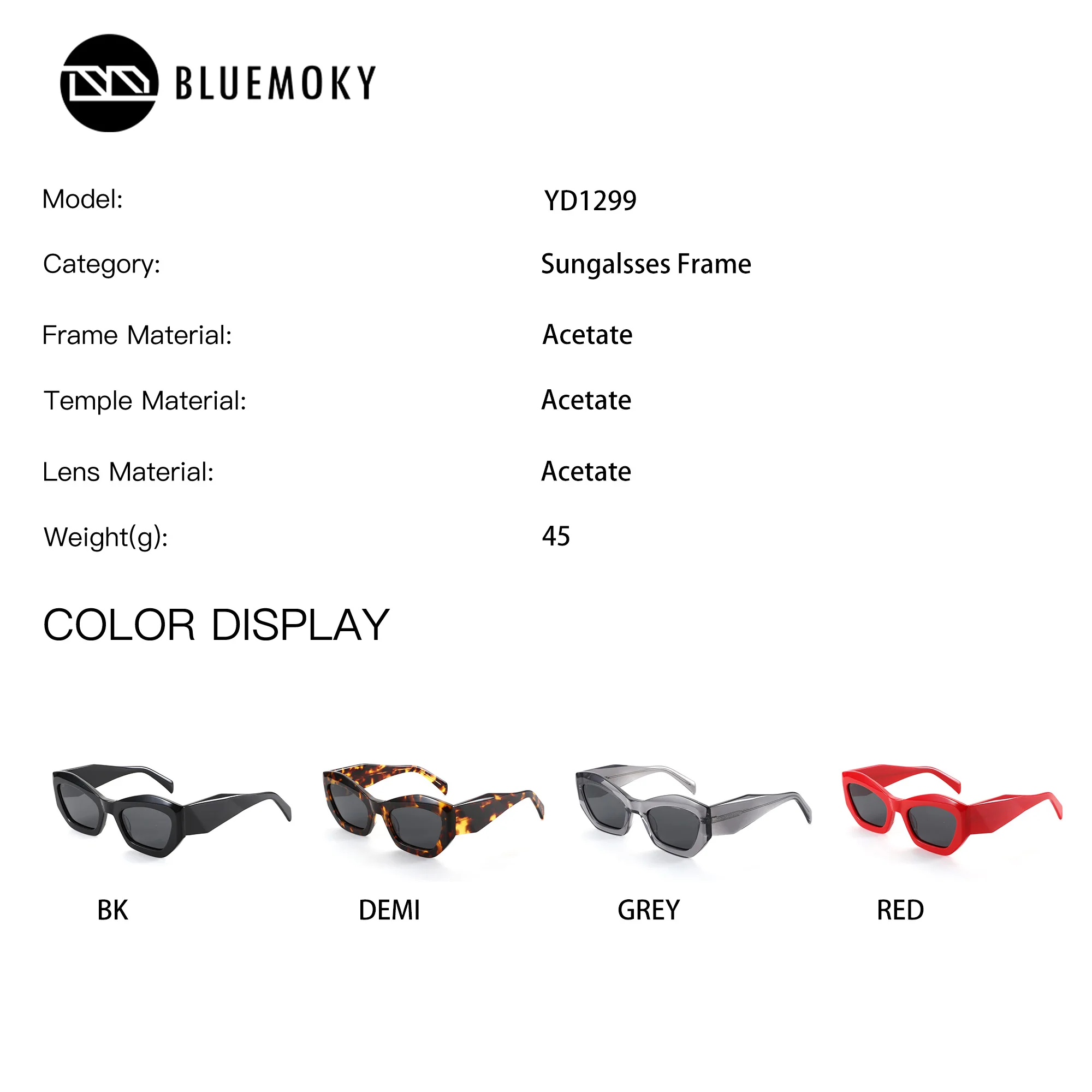 BLUEMOKY XL Size Butterfly Prescription Sunglasses Acetate Polarized UV400 Graduated Glasses for Myopia Woman