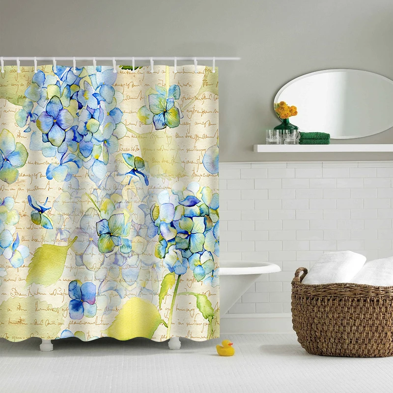 Colorful Plants Waterproof Shower Curtain Polyester Showering Bath Decoration Curtains In The Bathroom Shower Curtains 180x180cm